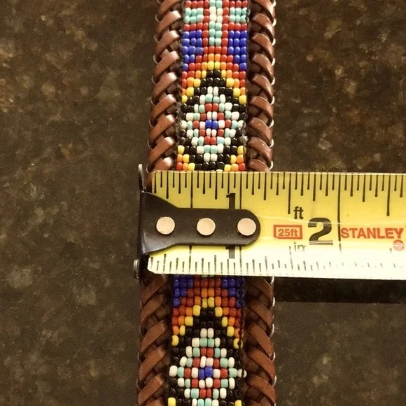 Vintage Sea Dream Leather Western Style Beaded Belt size 34 - Picture 11 of 13